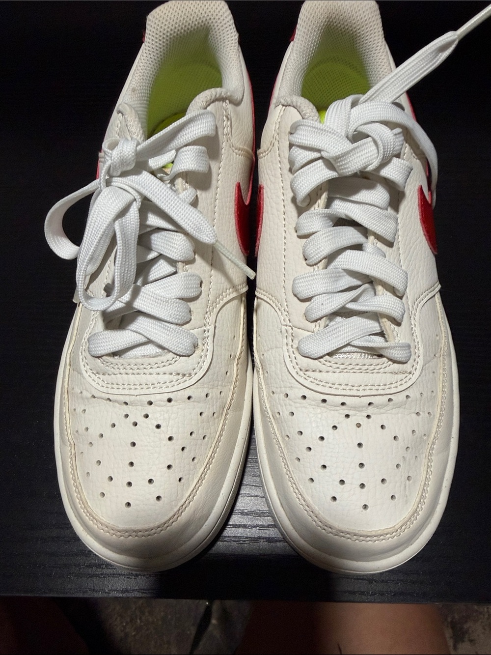 Nike Men’s Off-White Sneakers with Red Swoosh